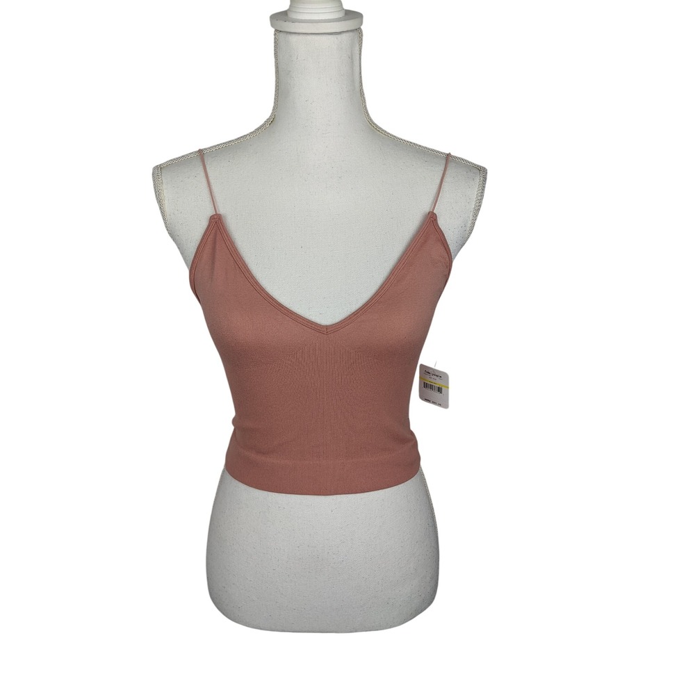 Free People Intimately Ash Rose Ribbed Spaghetti Strap Camisole Top M NWT